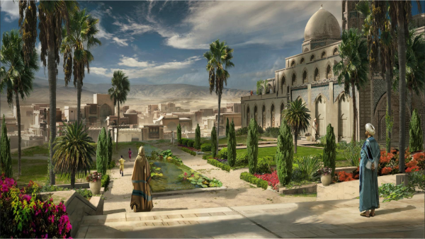 Hermoso jardín dentro de la biblioteca