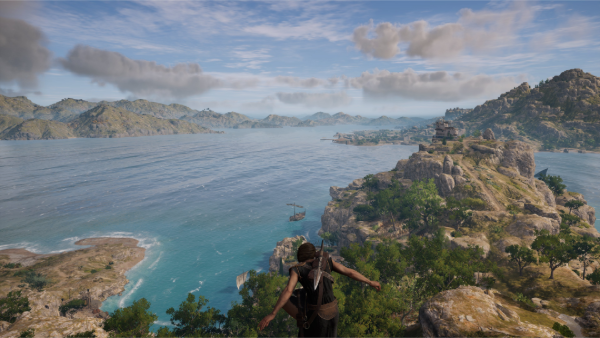 Kassandra en un precipicio admirando la costa griega