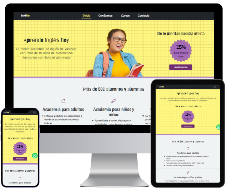 Página web de una academia de inglés