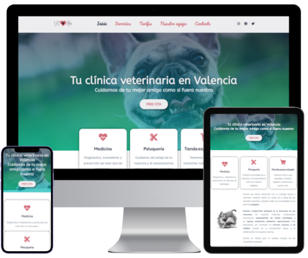 Página web de una clínica veterinaria